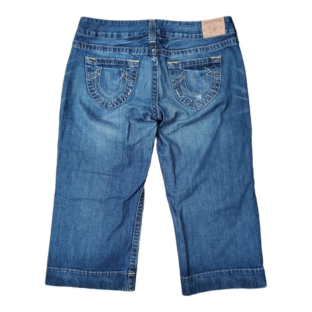 TRUE RELIGION Jeans Womens 32 Blue Capri Casual Designer Denim Boho Outdoor